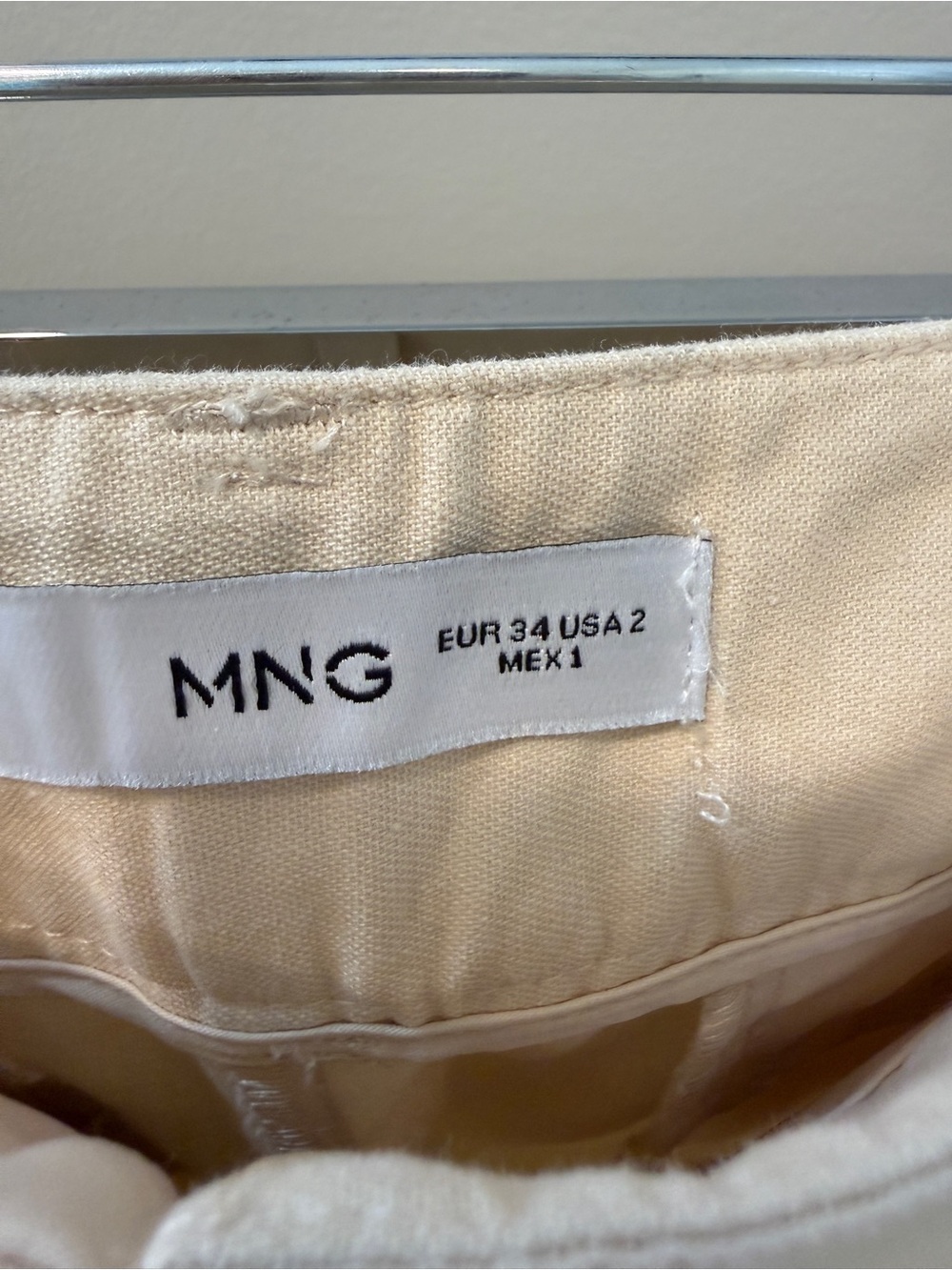 MANGO Straight Leg Cotton Pants – Ecru – Size US 2 / EUR 34 - Picture 6 of 6